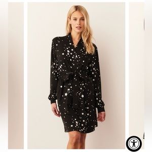 NWT mason grey Quinn banded shirt robe in black stars